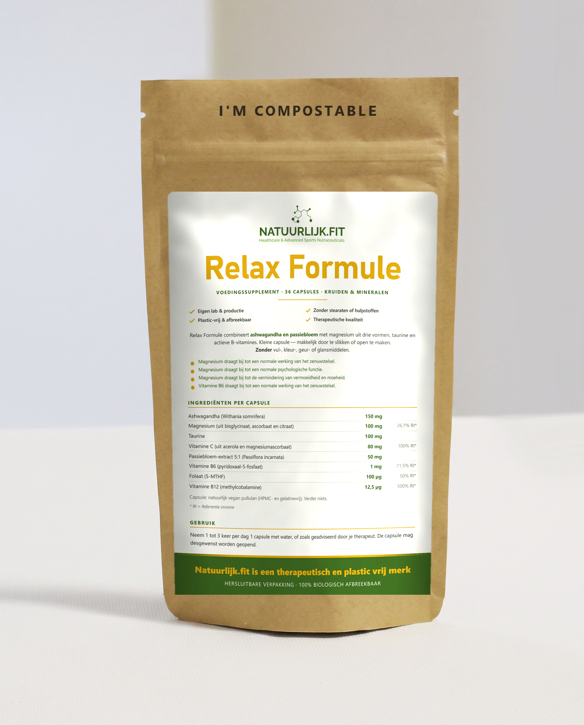 Natuurlijk.fit Relax Formule 36 capsules in composteerbare kraft stazak Hauptbild