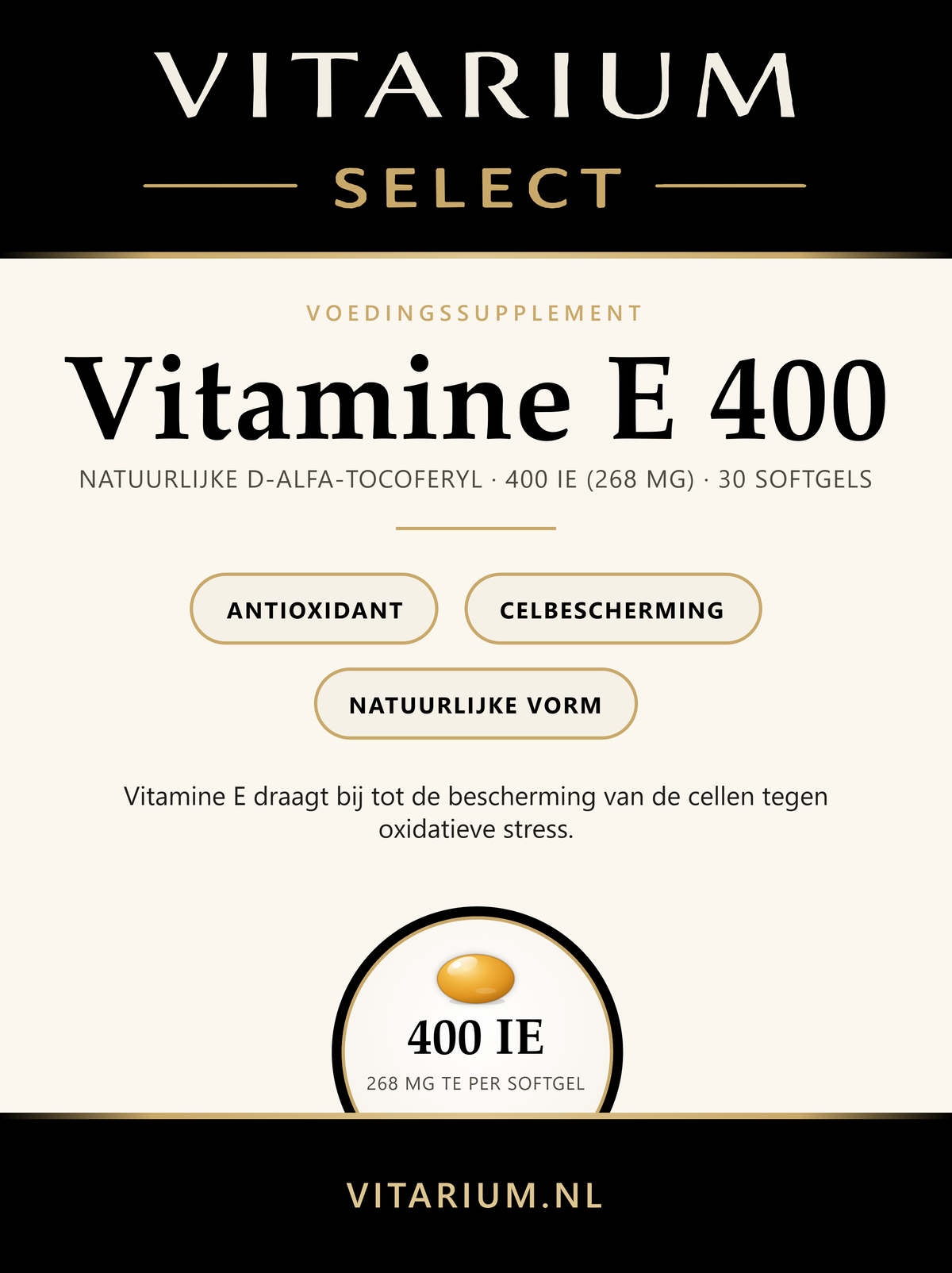 Vitamine E 400 — D-alfa-tocoferyl · 30 softgels
