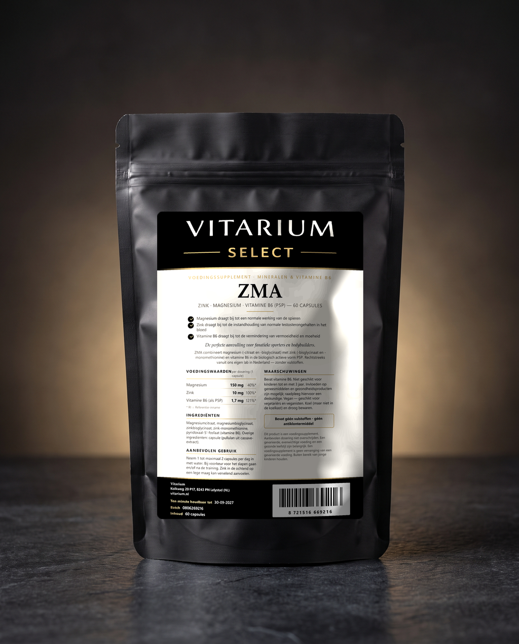 Vitarium Select ZMA 60 capsules - matzwarte stazak
