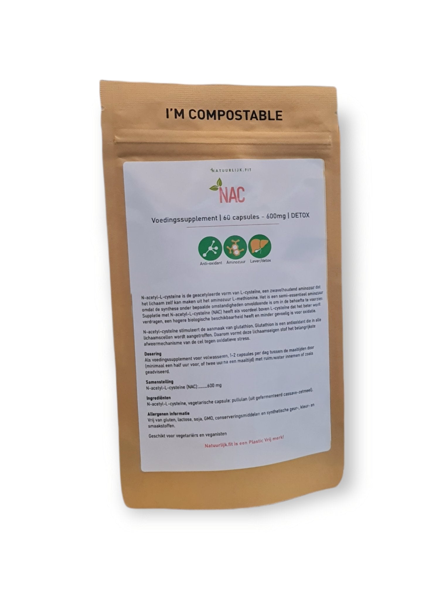 NAC 600mg N-acetyl-cysteïne - NowVitamins - Natuurlijk.fit - 7141225583909