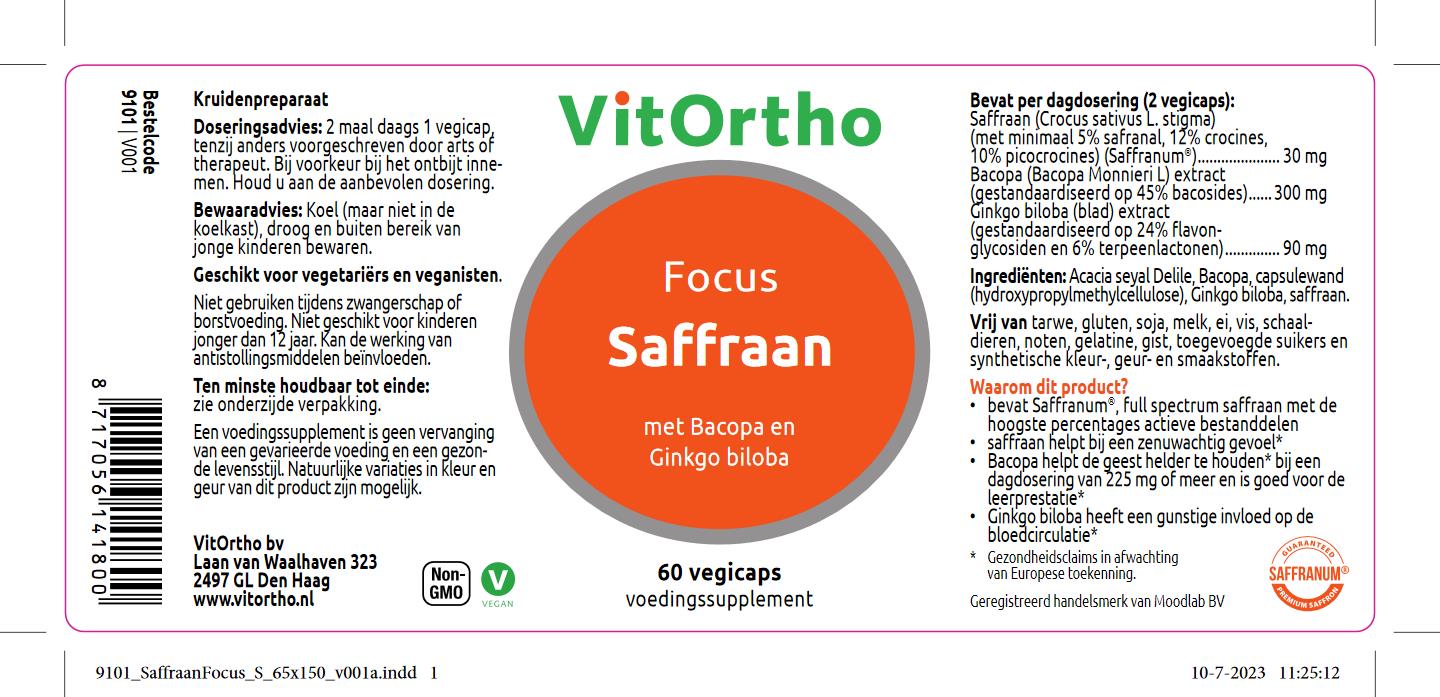 Saffraan focus - NowVitamins - Vitortho - 8717056141800