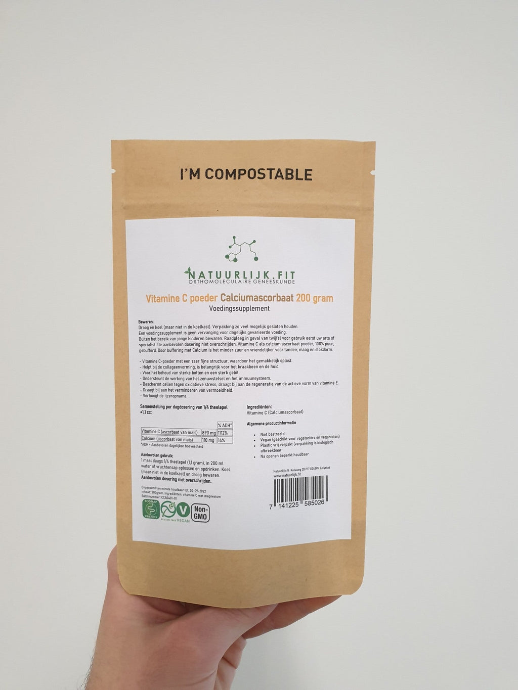 Vitamine C poeder calciumascorbaat - NowVitamins - Natuurlijk.fit - 7141225585026